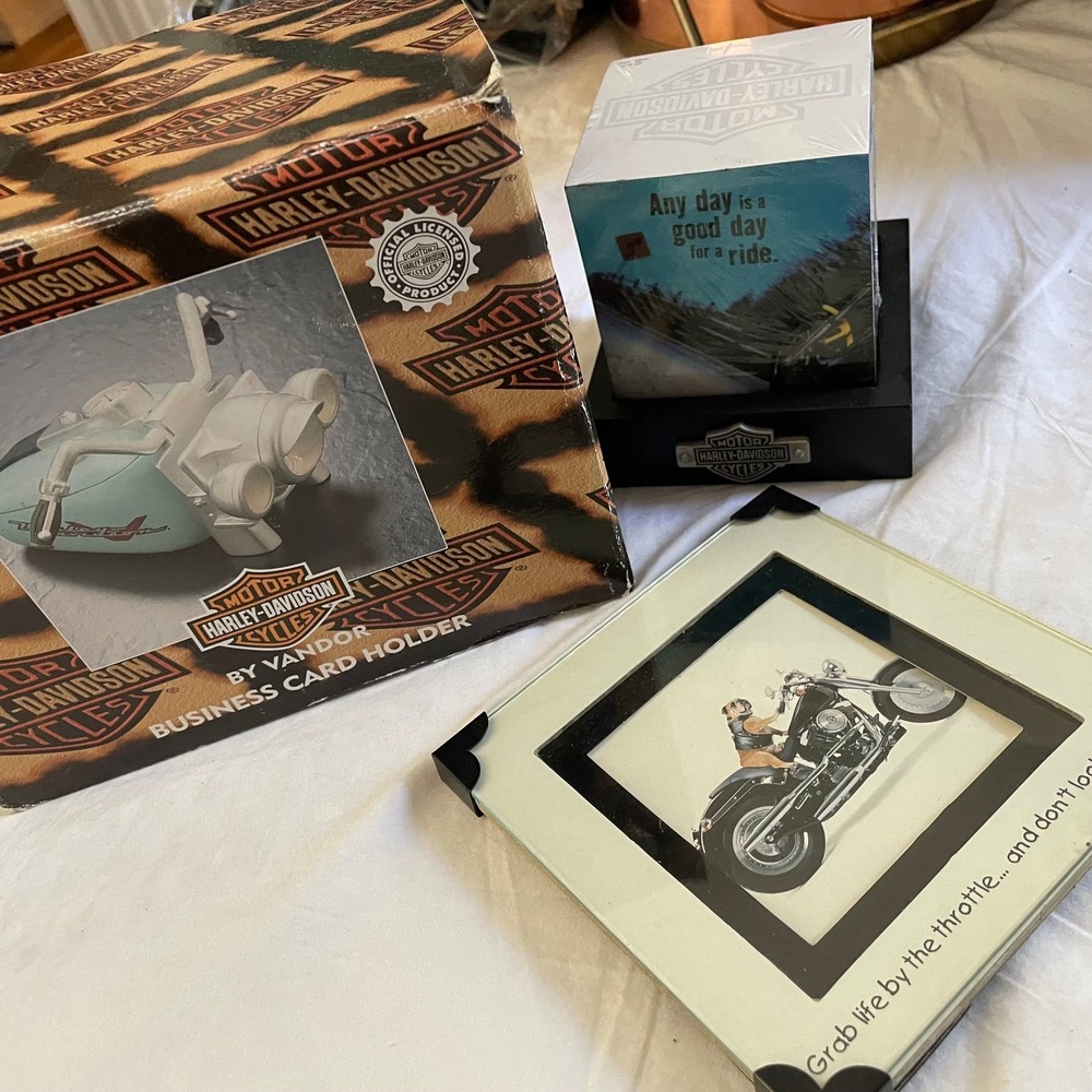 Harley-Davidson Business Card‎ Holder Playing Cards Framed Plaque Collectibles